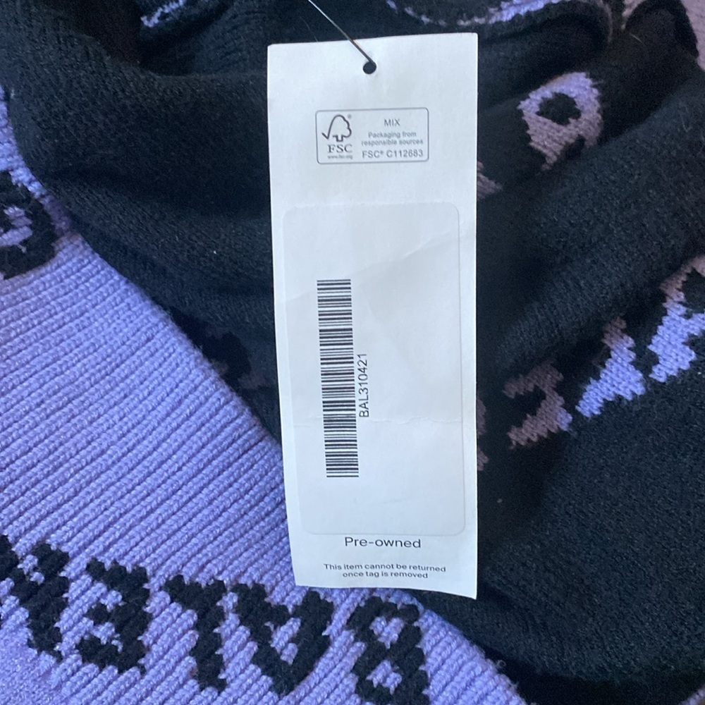 Balenciaga Purple Knit Sweater with Black Allover Logo in Size large - Picture 10 of 15